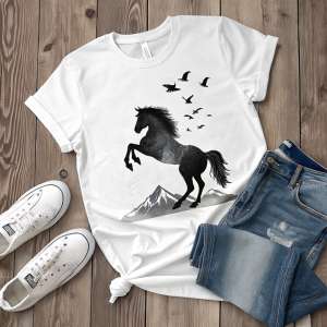 Cosmic Stallion Tee – Unisex Fitted Horse Graphic Shirt