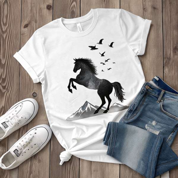 Cosmic Stallion Tee – Unisex Fitted Horse Graphic Shirt